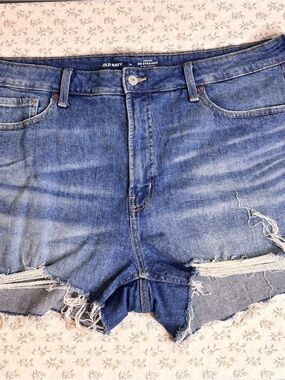 Old Navy Blue Distressed High-Rise Jean Shorts